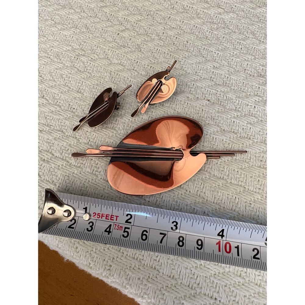 Vintage Renoir Copper Jewelry Set Painter’s Palette Brooch & Clip Earrings